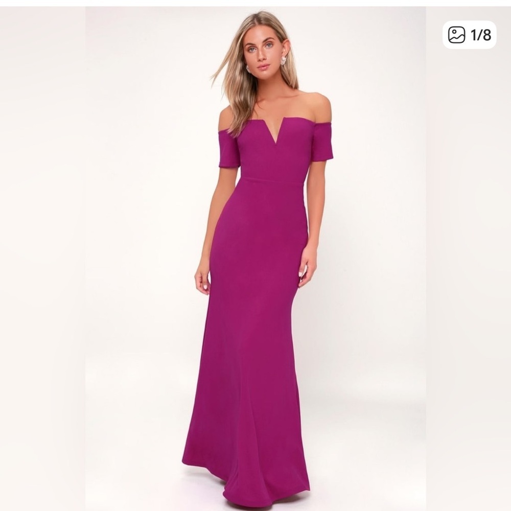Lulu's Magenta Off-Shoulder Dress